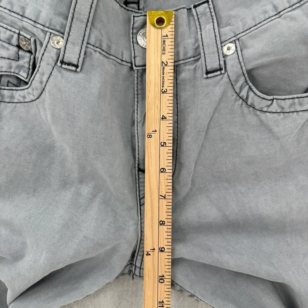 True Religion Jeans Mens 32 Gray Straight Rising Smoke Flap Pockets Distress NWT